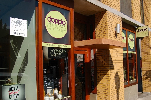 Doppio, a favorite Hood River cafe for lattes, croissants, and conversation..