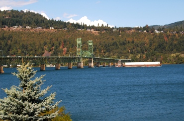 The Hood River Bridge and Columbia River from the deck of The Riverside Restaurant